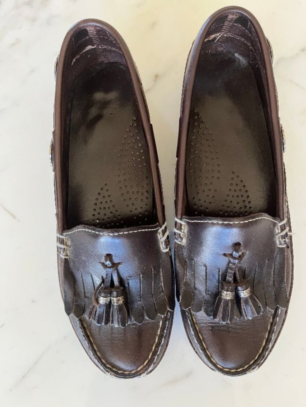 Great Vintage Dexter Brown Leather Loafers with Rubber Soles, USA Made - Size 9